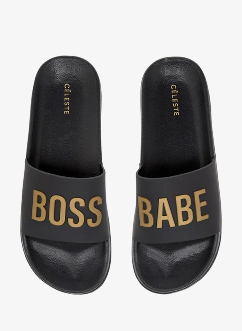 Celeste Women's Slogan Embossed Slides