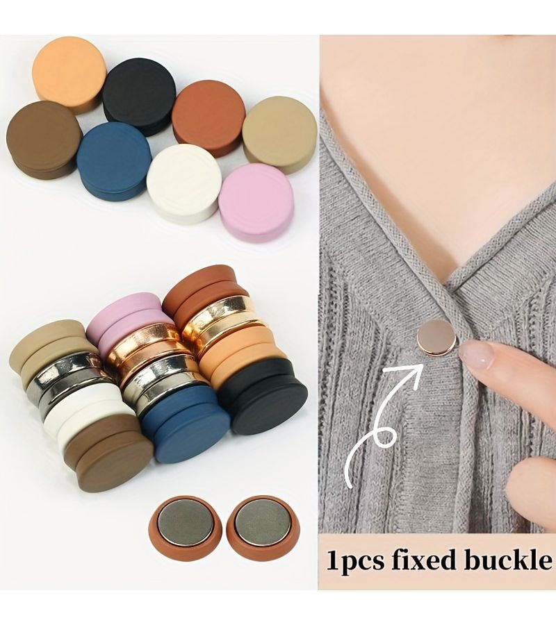 Black Magnetic Clip For Shirts Collars Scarves Fasteners Flat Detachable - Image 1