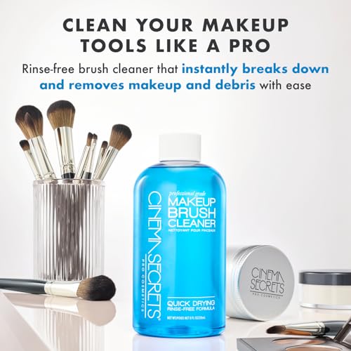 Cinema Secrets Original Blue Vanilla Makeup Brush Cleaner Solution Professional Cleanser for Makeup Brushes QuickDrying RinseFree Formula Removes Stubborn Waterproof Make Up 2 fl oz - Image 5