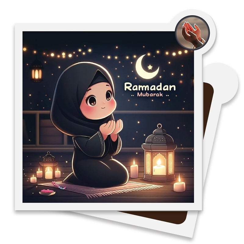 Connect & Collect Connect Collect Cute Girl Dua Ramadan 25 Inch Square 3mm Thick Glossy Finish Metal Lockers PC Cabinets Almirah Refrigerator Perfect Kitchen Home Office Decor 