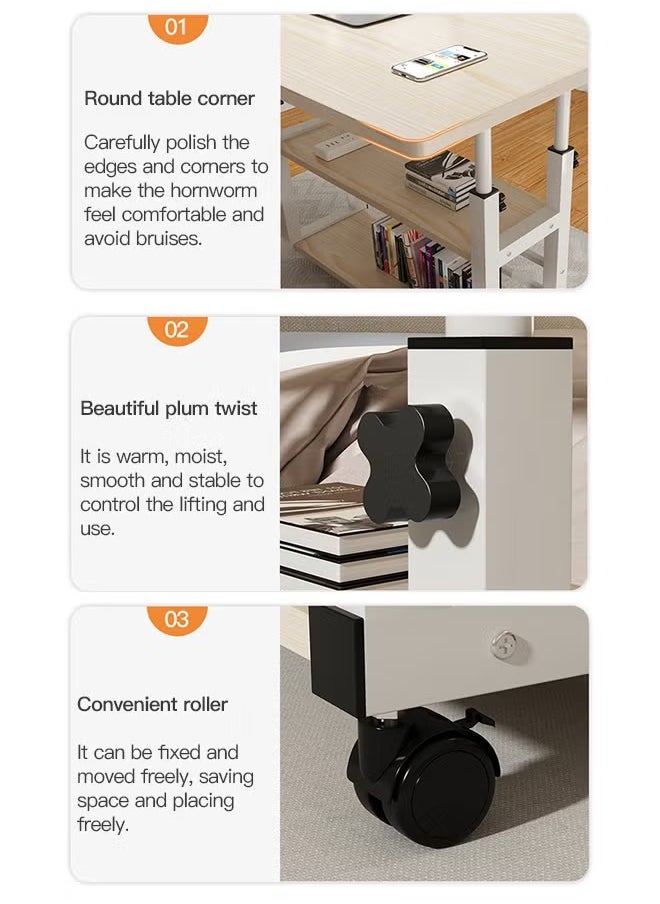 Generic - Portable Computer Desk, 60-90cm/24-35in Height Adjustable Laptop Table Small Standing Desk Rolling Computer Cart with Wheels for Home Office - Image 1
