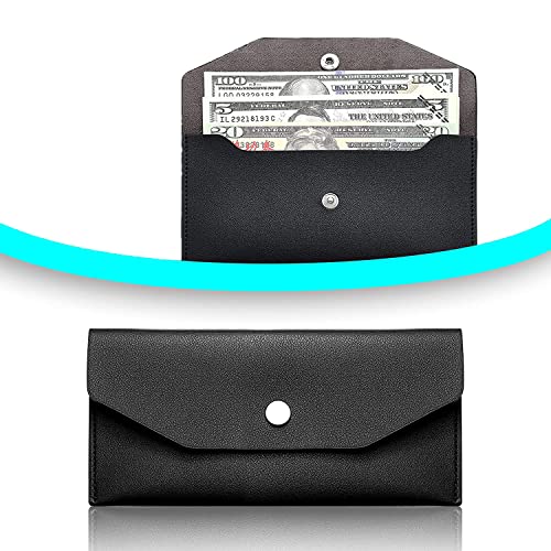Woerma Budget Binder Cash Envelopes Wallet PU Leather Money Bag Reusable Budget Wallet Money Organizer for Cash Bank Card Deposit - Black - Image 1