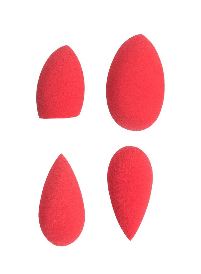 PAC Mini Sponge Set (Water Drop, Egg, Olive Cut) (Red) (4 Pc) - Image 1