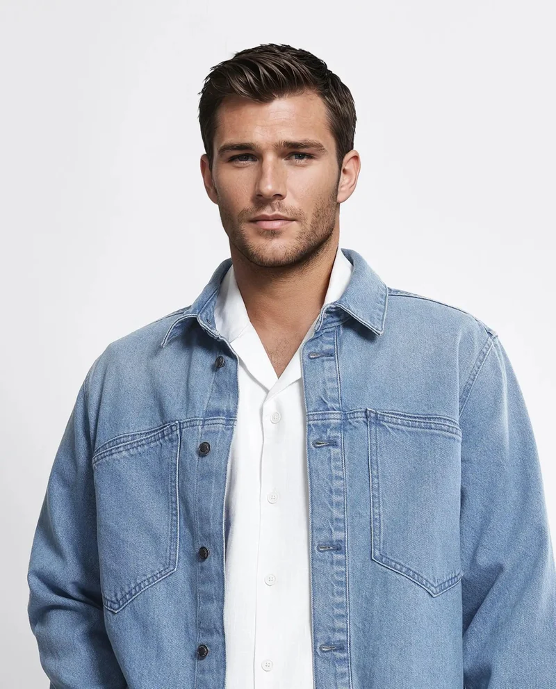 Rare Rabbit Men's Oversized Denim Jacket