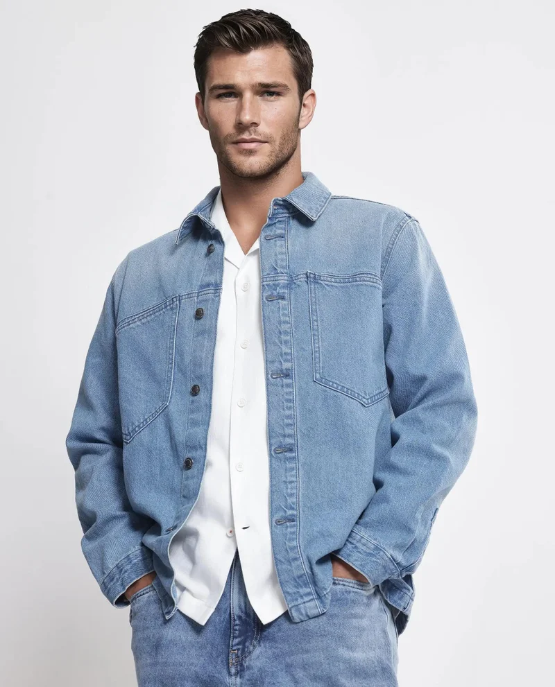 رير رابِت Men's Oversized Denim Jacket