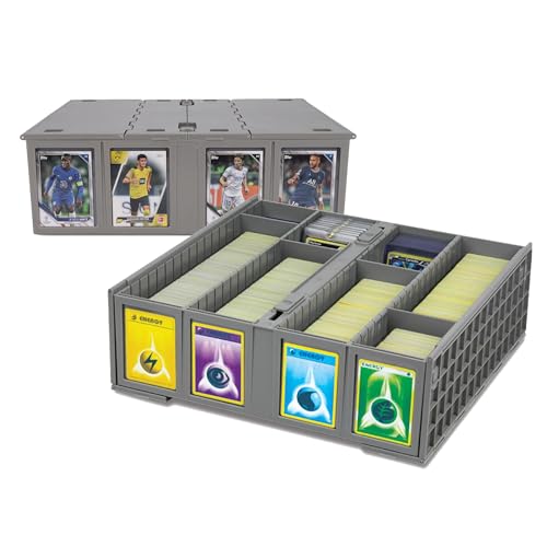 BCW Collectible Card Bin 2Pack Gray Holds 3200 Cards Each Includes 4 Dividers Storage for Pokmon MTG Sports Cards - Image 1