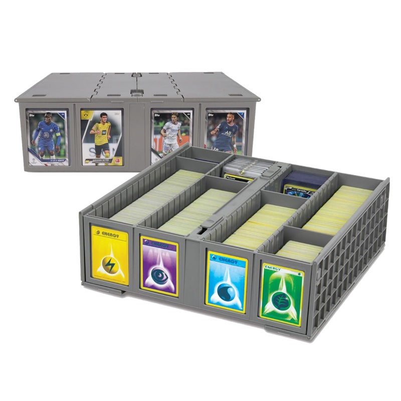 BCW Collectible Card Bin 2Pack Gray Holds 3200 Cards Each Includes 4 Dividers Storage for Pokmon MTG Sports Cards - Image 2