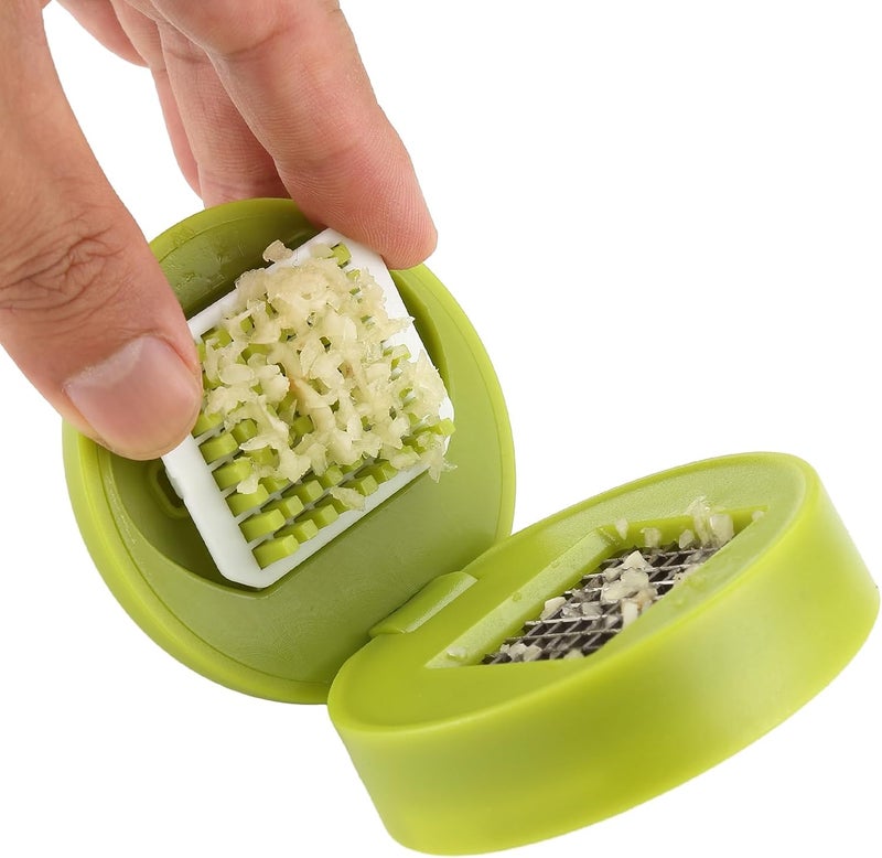 Stainless steel garlic pureer set Green (including 2 garlic presses, garlic cutters, grinders, storage containers and 2 cleaning brushes) - Image 5