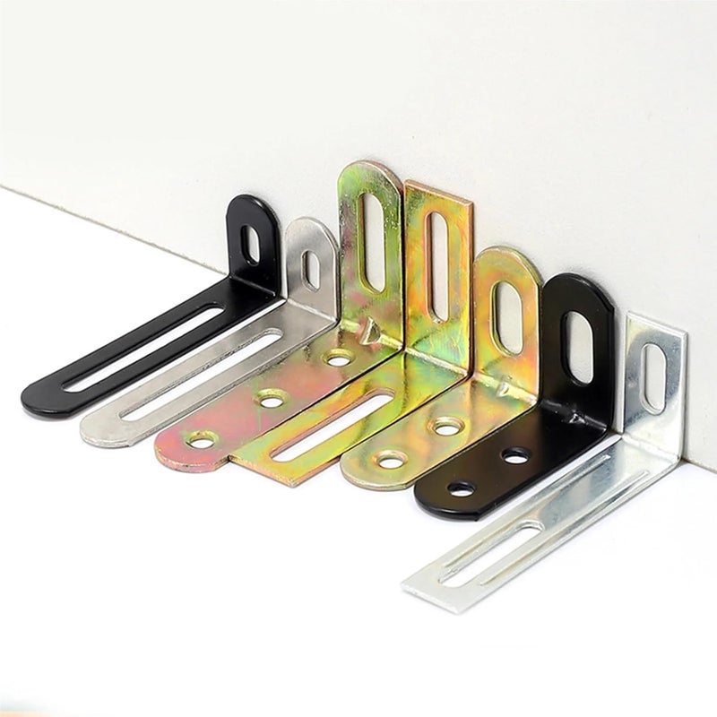 Corner Brackets 50Pc Adjustable Right Angle Code Bracket, Furniture Board Connector Metal L Shape Corner Brace Support for Shelves Wood Furniture Cabinet Chair Drawer(Model G) - Image 1