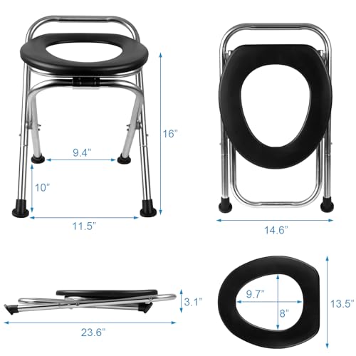 DSUWAZU Stainless Steel Portable Toilet for Camping & Travel - Foldable, Black - Image 2