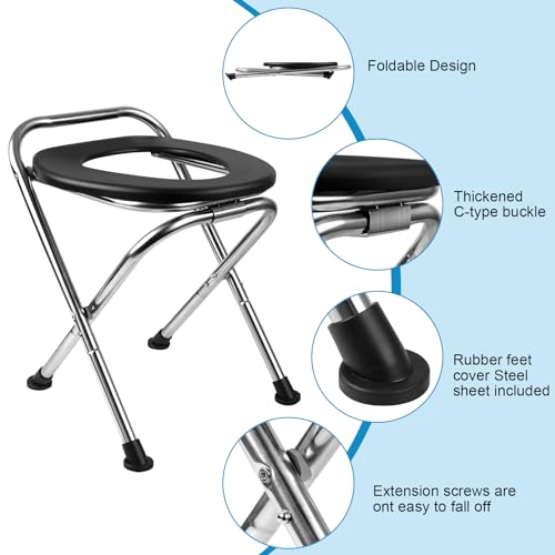 DSUWAZU Stainless Steel Portable Toilet for Camping & Travel - Foldable, Black - Image 4