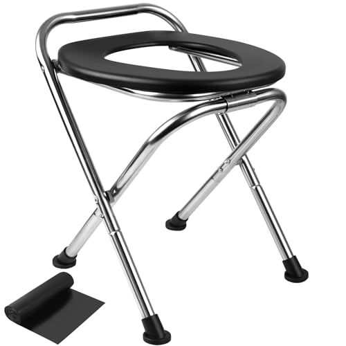 DSUWAZU Stainless Steel Portable Toilet for Camping & Travel - Foldable, Black - Image 1