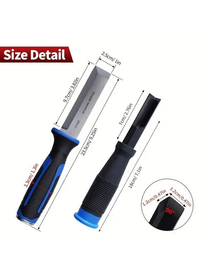 2pcs Wood Chisel Set Heavy Duty 7 Inch 90 Degree Right Angle 9 25 Inch Framing Chisel - Image 3