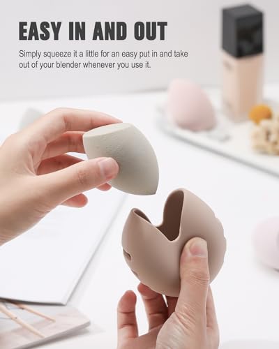 FERYES 2 PCS Makeup Sponge Holder Shatterproof EcoFriendly Silicone Beauty Make Up Blender Case for Travel - Image 5