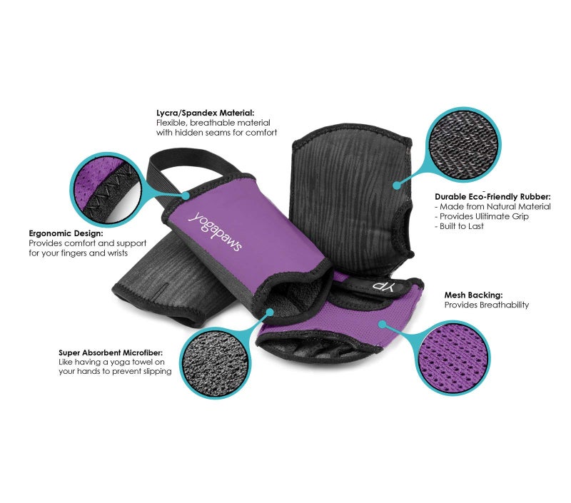 YogaPaws Elite Gloves and Toe Less Socks Set, Rich Maroon, (Size #1) Women's XS - Image 2