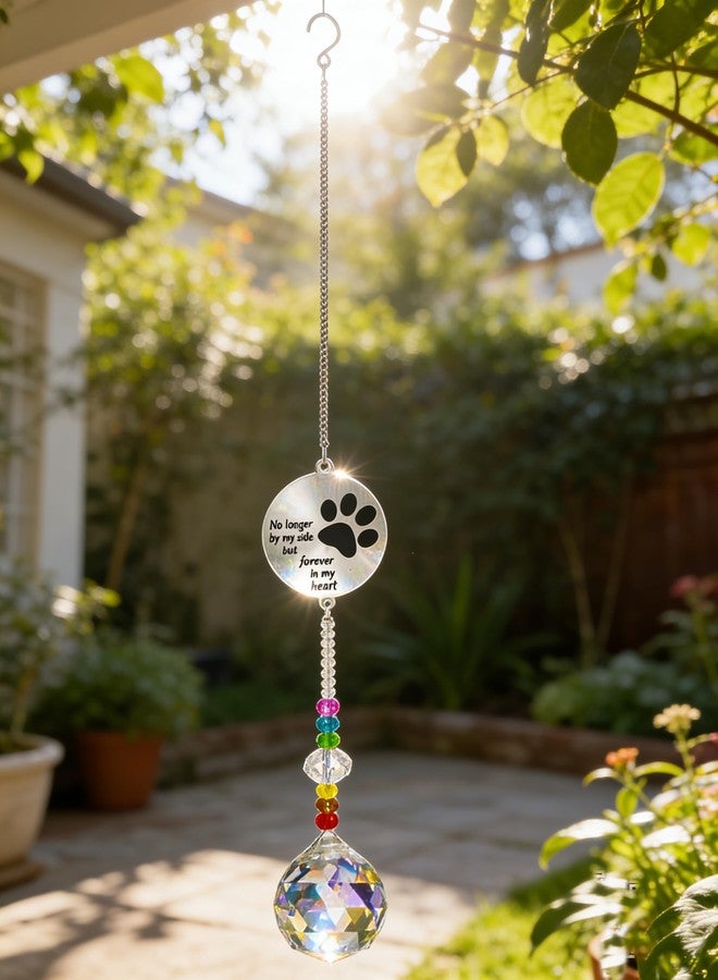 Persofine Dog Memorial Gifts for Loss of Dog, Pet Paw Print Sympathy Gifts Crystal Window Suncatcher,Bereavement Gift Sun Catcher,Remembrance Gift Rainbow Maker,Pet Passing Away Loss (C) - Image 3