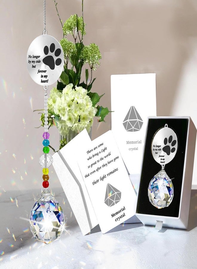 Persofine Dog Memorial Gifts for Loss of Dog, Pet Paw Print Sympathy Gifts Crystal Window Suncatcher,Bereavement Gift Sun Catcher,Remembrance Gift Rainbow Maker,Pet Passing Away Loss (C) - Image 1