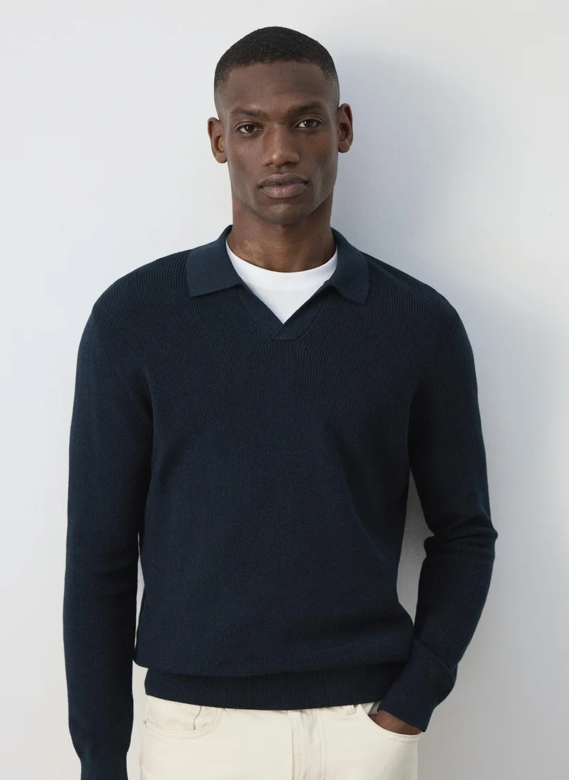 100% Cotton Ribbed Knit Polo Shirt