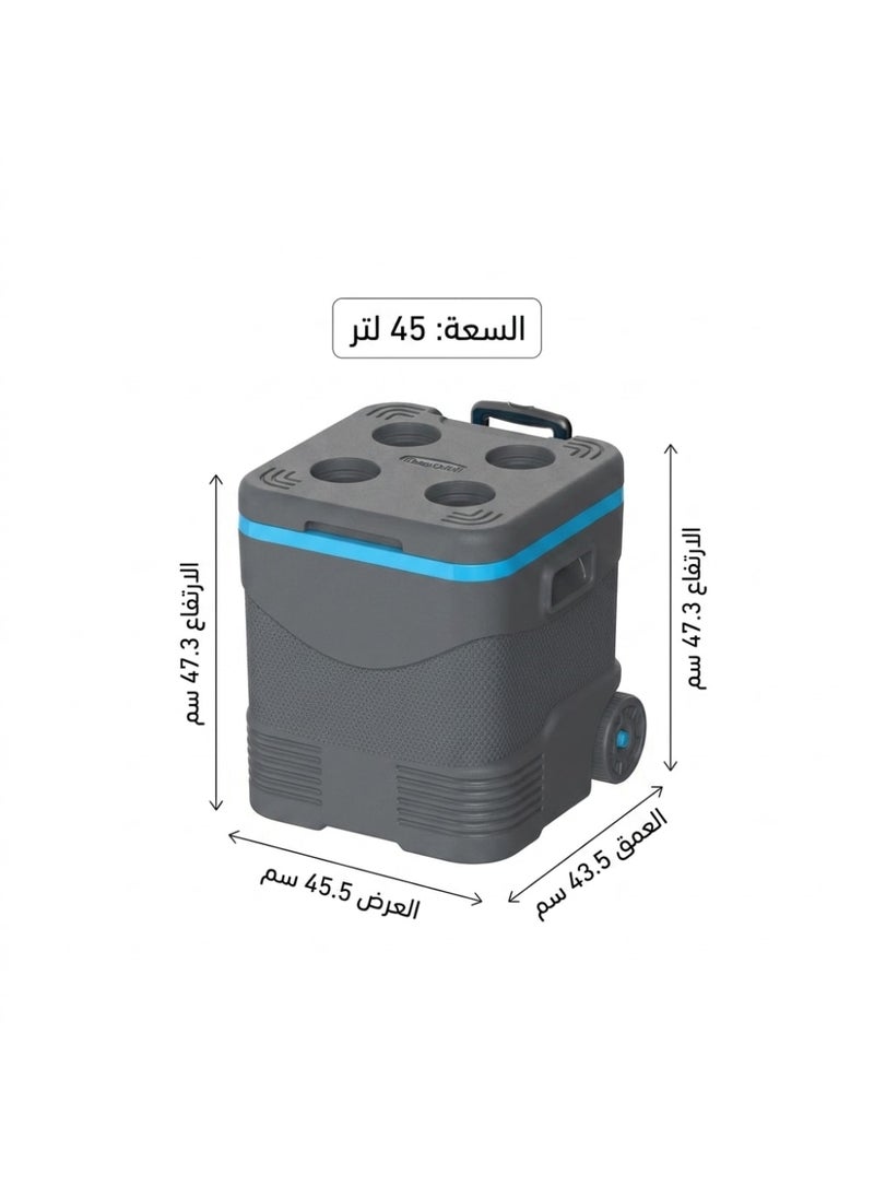 Keepcold Plastic Cooler Box with Wheels, Capacity, Portable Ice Chest for Picnics and Trips, with Pull Handle - Grey - Image 5
