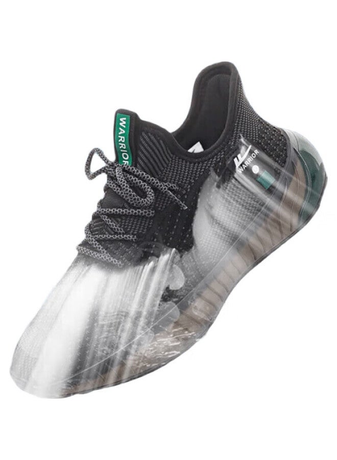 Pull Back Huili Men'S Shoes, Summer Mesh Breathable Sneakers, Soft-Soled Lightweight Running Shoes For Men, 1529Z, Black/Green, Size 41 - Image 2