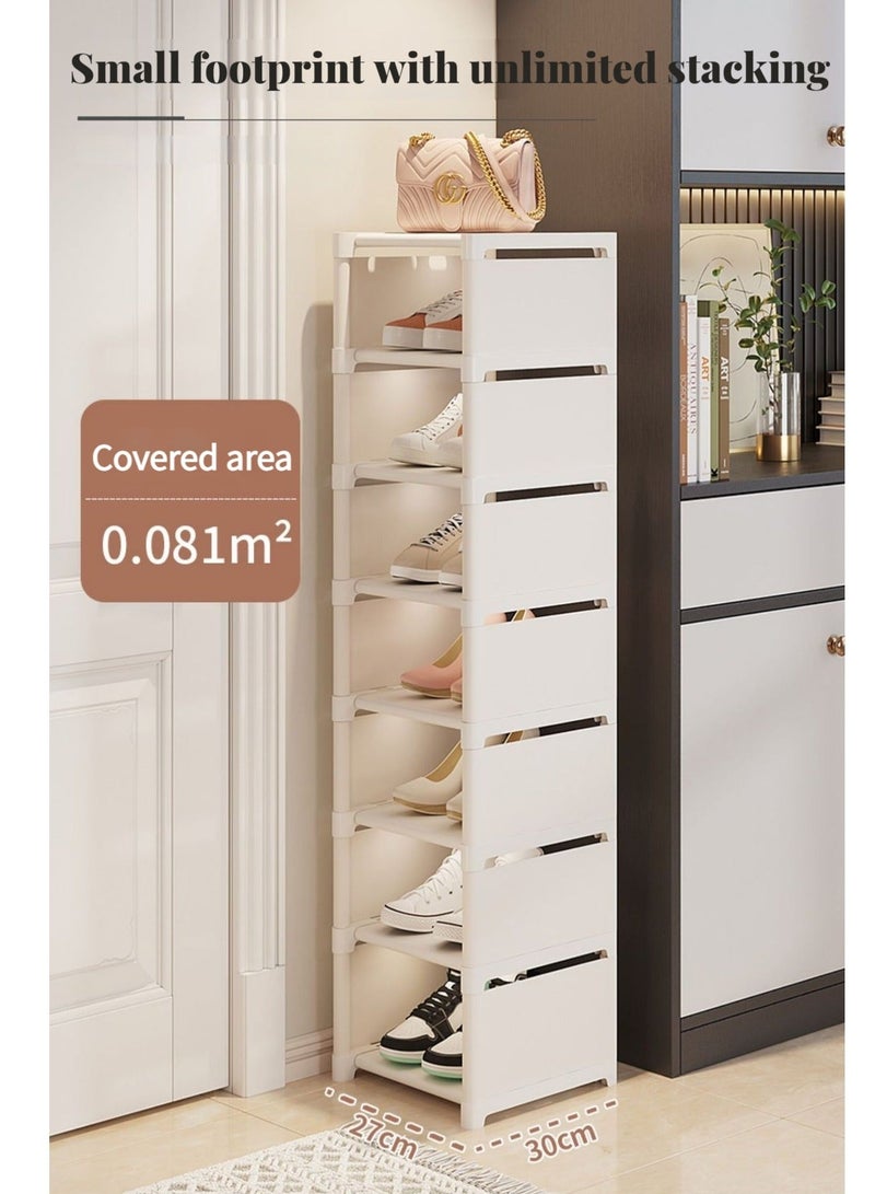 WALALLA 8-Tier Shoe Rack,Stackable Shoe Storage Organizer for Bedroom Entryway, Adjustable Shoe Rack,Shoe Slots Organizer Shelf, Easy Clean Shoe Tower Rack - Image 3