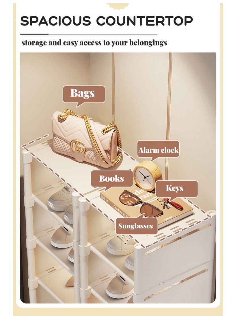 WALALLA 8-Tier Shoe Rack,Stackable Shoe Storage Organizer for Bedroom Entryway, Adjustable Shoe Rack,Shoe Slots Organizer Shelf, Easy Clean Shoe Tower Rack - Image 5