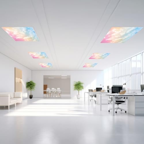 Outus Fluorescent Light Cover Classroom Lighting Cover with 10 Magnets Light Filter Magnetic Ceiling Panel Decoration 2 x 4 ft (23.62 x 47.24 In) Reduce Glare for Office School(4,Rainbow) - Image 5