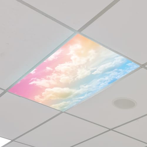 Outus Fluorescent Light Cover Classroom Lighting Cover with 10 Magnets Light Filter Magnetic Ceiling Panel Decoration 2 x 4 ft (23.62 x 47.24 In) Reduce Glare for Office School(4,Rainbow) - Image 1