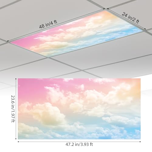 Outus Fluorescent Light Cover Classroom Lighting Cover with 10 Magnets Light Filter Magnetic Ceiling Panel Decoration 2 x 4 ft (23.62 x 47.24 In) Reduce Glare for Office School(4,Rainbow) - Image 2