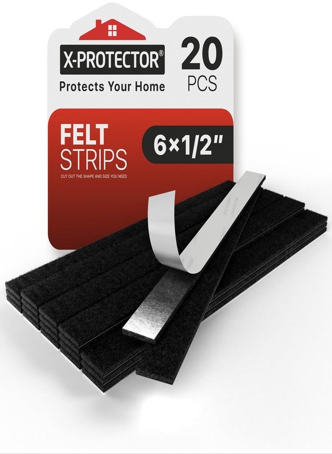 X-Protector Premium Felt Furniture Pads - 20 PCS 6 x 1/2" - Black Rectangular Pads with Tenacious Adhesive - Protects Hardwood, Laminate & Tile Floors - Image 1