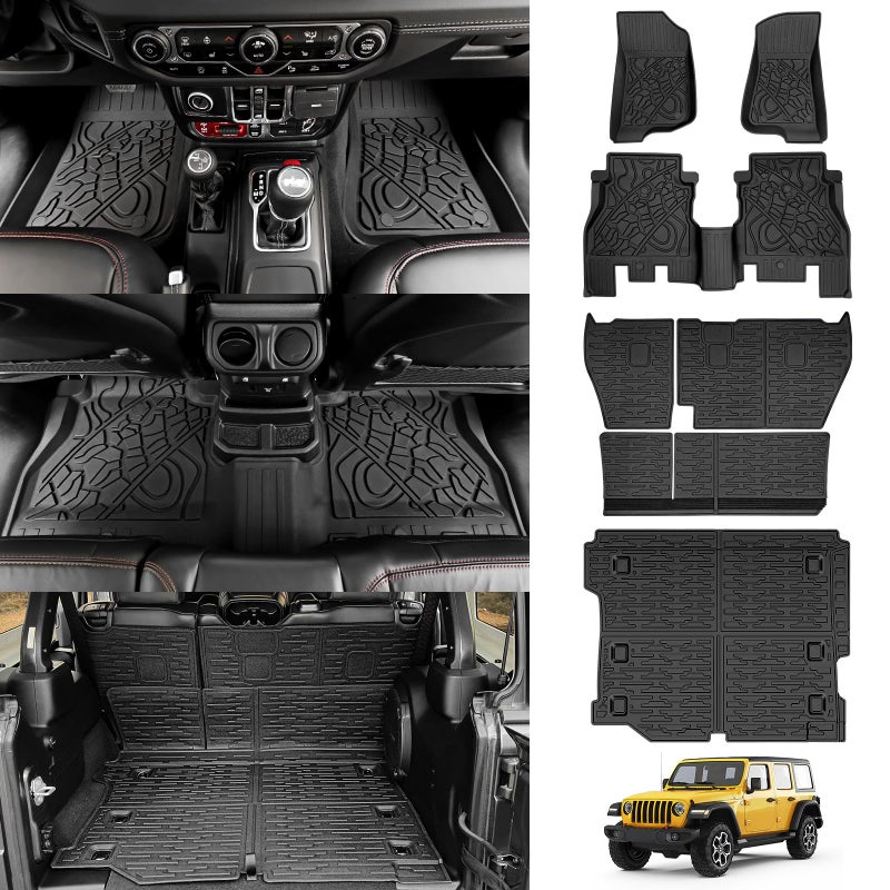 JTYZSM Cargo Mats for 20182025 Jeep Wrangler JL 4X4 Floor Liners with Trunk Mat Backrest Mat All Weather TPE Protector Rear Floor Trunk Liners for 1825 Wrangler JL 4X4 4 Door Accessories - Image 3
