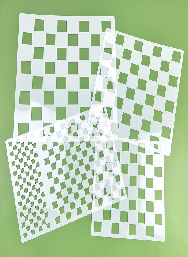 CODOHI قوالب لوح الشطرنج - 4 قطع بأحجام متنوعة قابلة لإعادة الاستخدام من بلاستيك مايلار للرسم على الخشب، الوسائد، الجدران، دفاتر القصاصات، صناعة البطاقات، الحرف اليدوية - Image 3