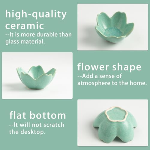 Mecaikru Flower Jewelry Tray Ceramic Ring Dish Jewelry Dish Small Trinket Tray Cute Ring Holder Key Bowl Decorative Plate Gifts For Mom/Sister/Friend, Birthday/Mother's Day/Christmas Gift (dark green) - Image 5