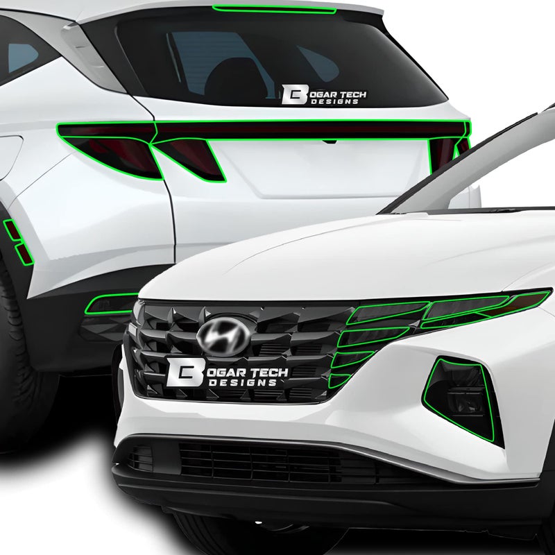 BOGAR TECH DESIGNS Precut Made for Hyundai Tucson 20222024 Full Headlight Taillight Reflector Sidemarker Tint Kit Dark Smoke