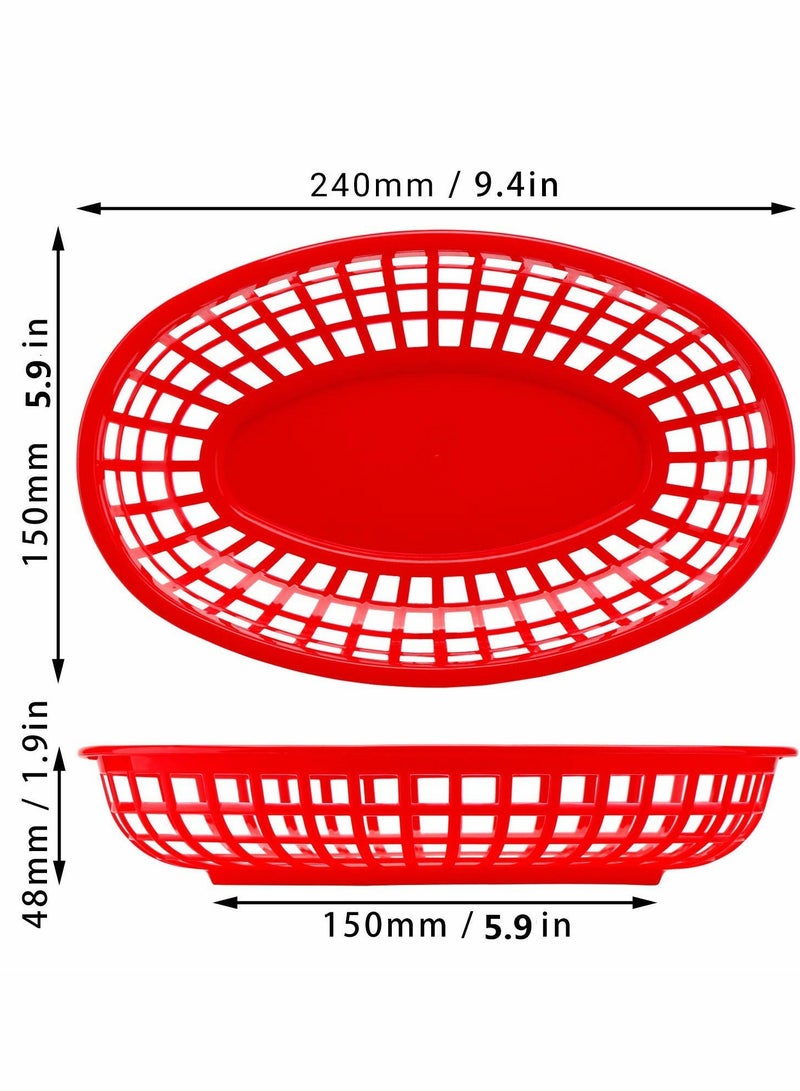 Bread Baskets, Reusable Oval Plastic Food Serving Baskets, Microwaveu0026 Dishwasher Safe Food Grade Plastic Food Tray for Party Picnic BBQ Burger Fries Sandwiches 9.4 x 5.9 24pcs - Image 4