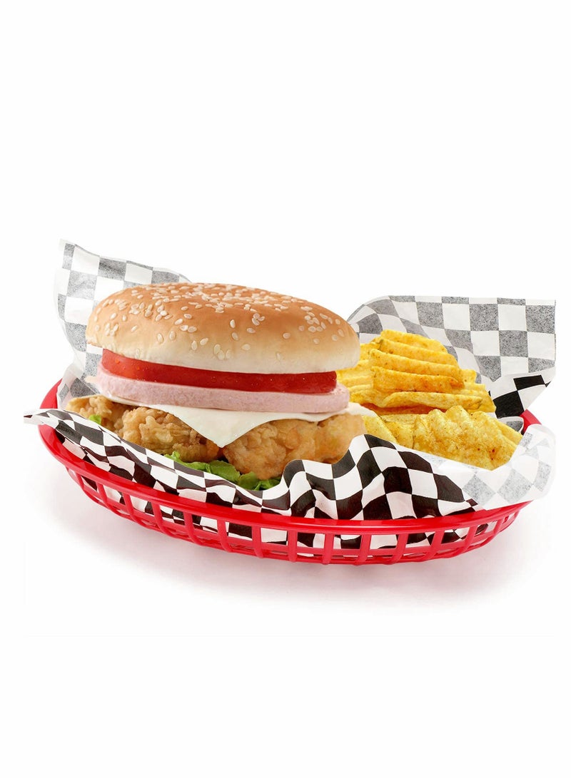 Bread Baskets, Reusable Oval Plastic Food Serving Baskets, Microwaveu0026 Dishwasher Safe Food Grade Plastic Food Tray for Party Picnic BBQ Burger Fries Sandwiches 9.4 x 5.9 24pcs - Image 2