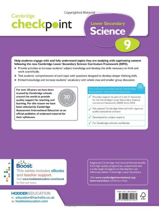 Cambridge Checkpoint Lower Secondary Science Student's Book 9: Third Edition  - Image 2