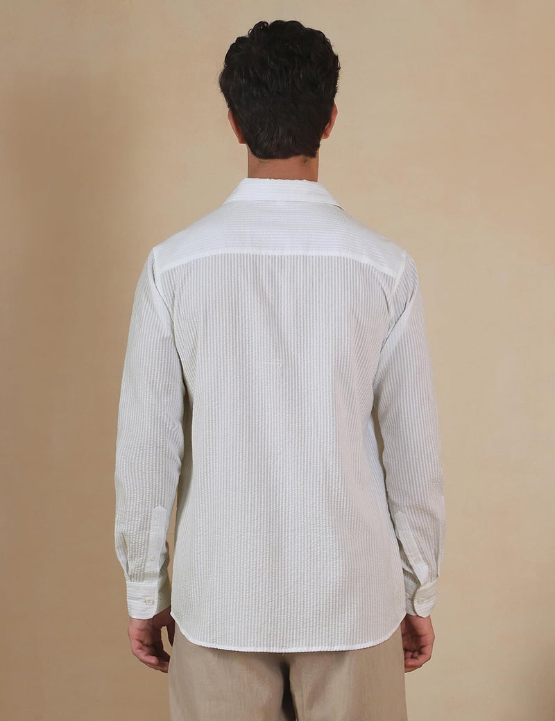 FYLTR Men's Full Sleeve Casual FIT Shirt,Ivory White, Small - Image 3