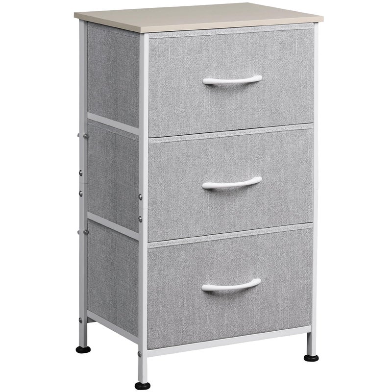WLIVE Nightstand with 3 Drawers, Fabric Dresser, Organizer Unit, Storage Dresser for Bedroom, Hallway, Entryway, Closets, Sturdy Steel Frame, Wood Top, Easy Pull Handle, Light Grey - Image 1
