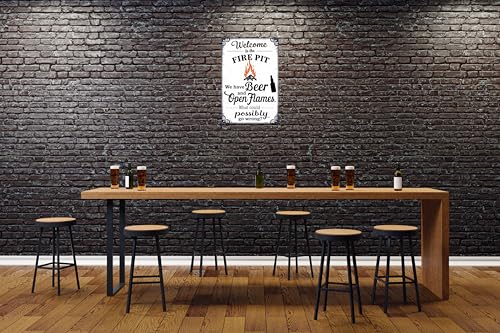 CSWLJS Funny Vintage Metal Sign Welcome To Our Fire Pit Tin Signs Country Kitchen Wall Art Decor For Home Room Bathroom Cafes Clubs Farm Garden Garage Inspirational Quotes 8×12 Inch - Image 4