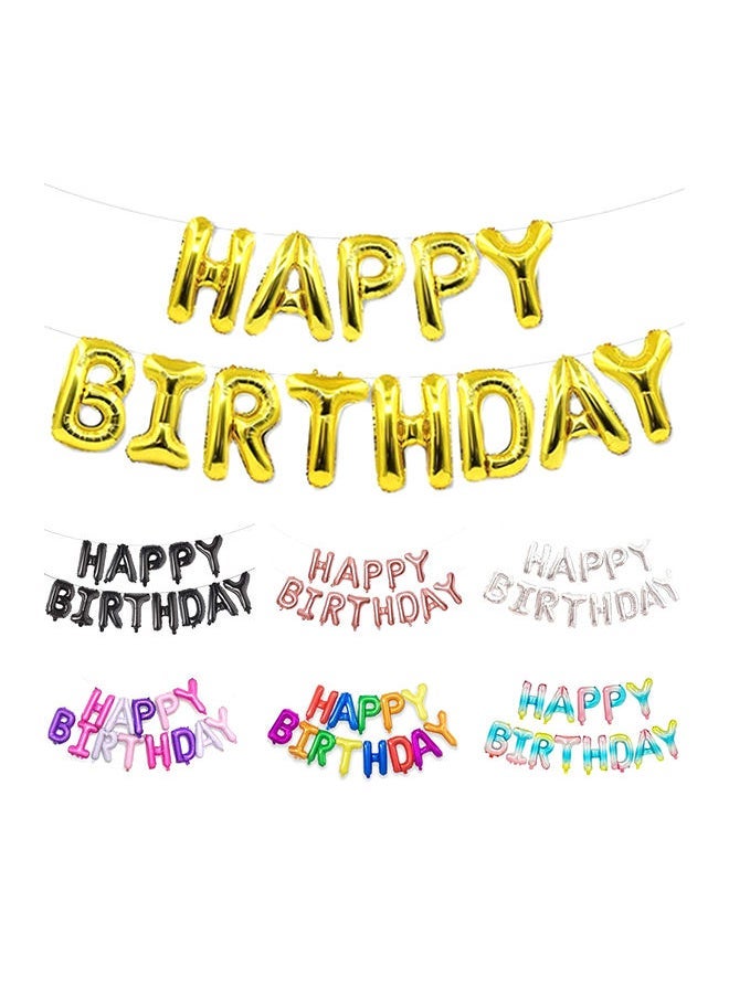 MARKQ Gold Happy Birthday Balloon Banner [16 Inch] - Mylar Foil Birthday Letter Sign for Kids and Adults Party Decorations - Image 1