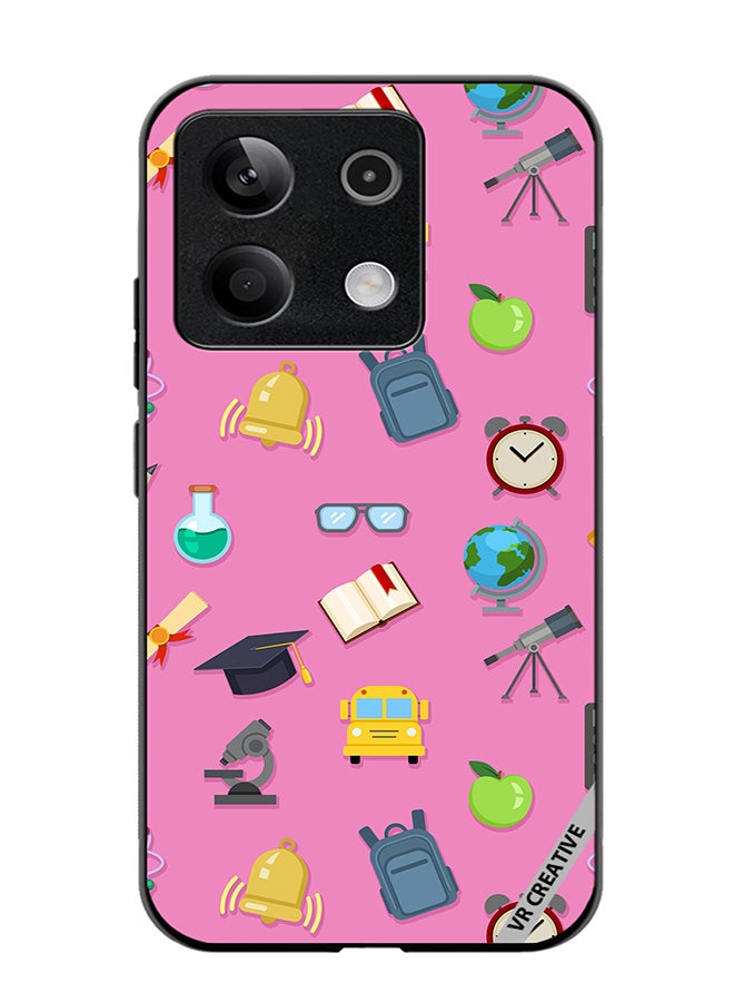 VR CREATIVE Protective Case Cover For Xiaomi Poco X6 Vector Seamless Pattern Of School Color Icons On Pink Design Multicolour - Image 1