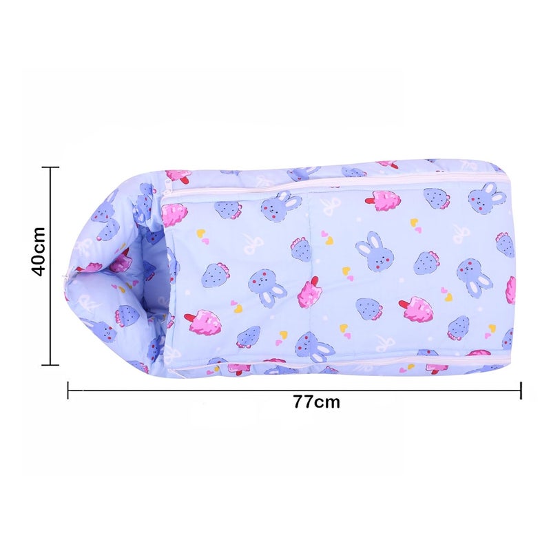 Nonibud Baby Cotton Sleeping Bed Cum Carrying Nest Bag with Storage Bag Large Size 77 Cms X 40 Cms 09 Months SkyBlue Star Print Sky Blue Teddy - Image 2