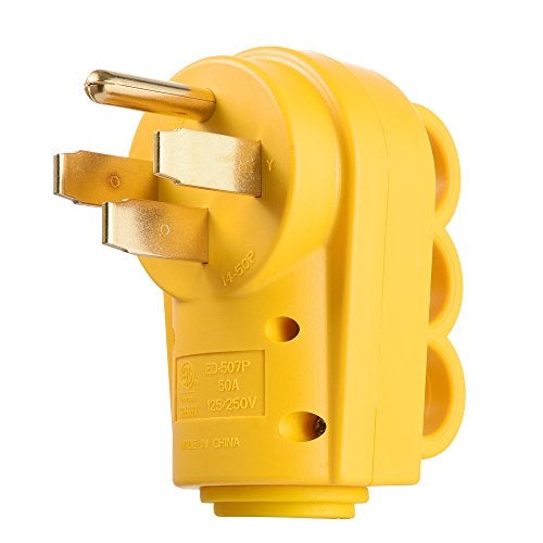SnowyFox Snowy Fox RV 50 Amp Male Replacement Plug, 125V/250V 4 Prong Electrical Power Connector, 14-50P Plug Heavy Duty with Ergonomic Handle - Image 1