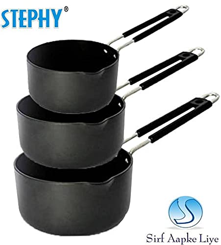 Stephy Hard Anodised Sauce Pan/Milk Pan(15.5 cm, 17 cm, 18.5 cm) 1.25 LTR., 1.5 LTR., 2 LTR._Pack of 3 - Image 3