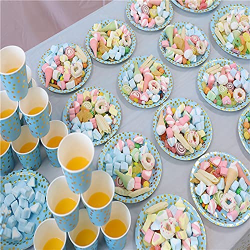 YAOSHENG 200 Pieces Rose Gold Party Supplies - Rose Gold Paper Plates & Napkins Cups Silverware Serves 25 Sets for Wedding Bridal Shower Engagement Birthday Parties (Blue  12 * 24 * 24cm) - Image 4