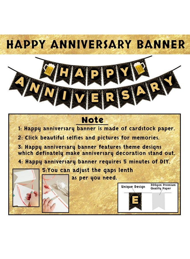 Party Propz Happy Anniversary Decoration Kit For Home -35 Items Red Combo Set Paper Banner (cardstock), Metallic Balloons, Heart Foil Balloons anniversary decoration items For Bedroom - Image 3