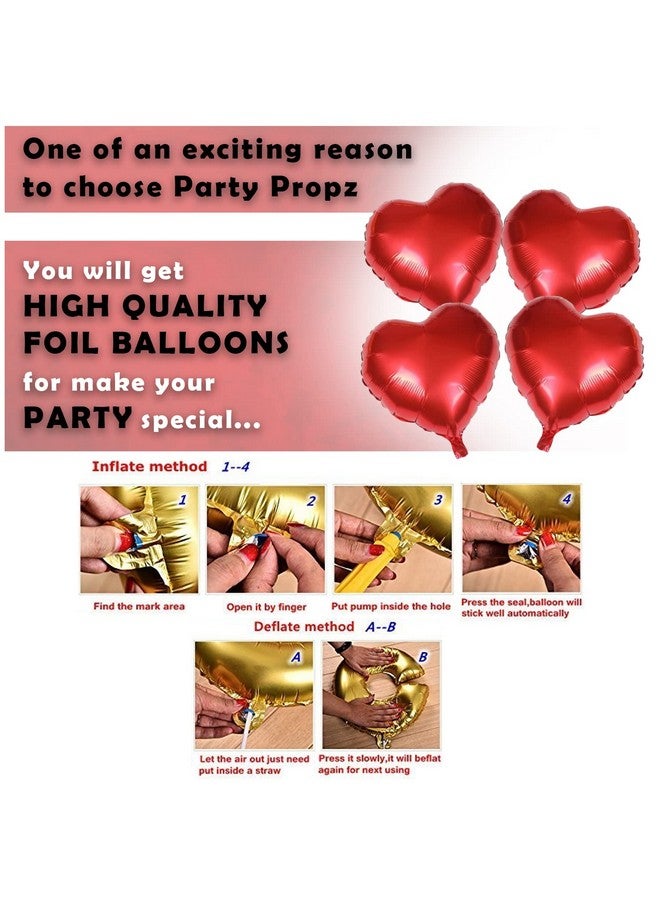 Party Propz Happy Anniversary Decoration Kit For Home -35 Items Red Combo Set Paper Banner (cardstock), Metallic Balloons, Heart Foil Balloons anniversary decoration items For Bedroom - Image 5
