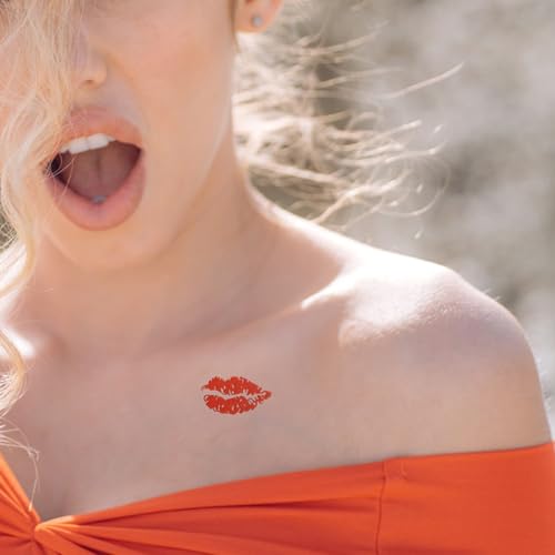 Uonlytech 6Pcs Red Lips Tattoo Stickers, Small Temporary Kiss Stickers Water- proof Body Art Tattoo Stickers for Women Girls Kids Decorations Tattoo - Image 4