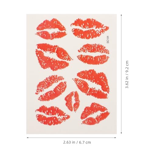 Uonlytech 6Pcs Red Lips Tattoo Stickers, Small Temporary Kiss Stickers Water- proof Body Art Tattoo Stickers for Women Girls Kids Decorations Tattoo - Image 2